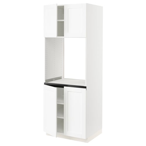 White SEKTION kitchen unit with several shelves; modern, sleek design.