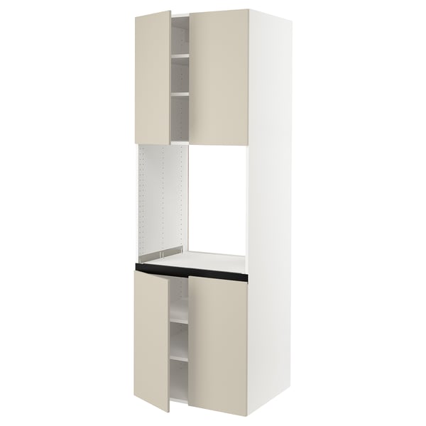 SEKTION High cabinet for oven w 4 doors, white/Havstorp beige, 30x24x90 "