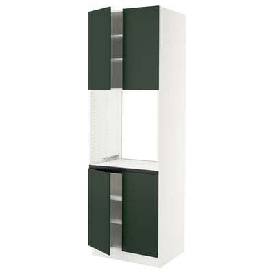 SEKTION High cabinet for oven w 4 doors, white/Havstorp deep green, 30x24x90 "
