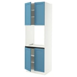 SEKTION High cabinet for oven w 4 doors, white/Lerhyttan blue, 30x24x90 "