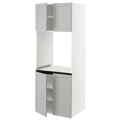 SEKTION High cabinet for oven w 4 doors, white/Lerhyttan light gray, 30x24x80 "
