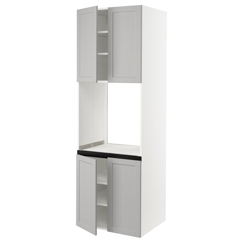 SEKTION High cabinet for oven w 4 doors, white/Lerhyttan light gray, 30x24x90 "