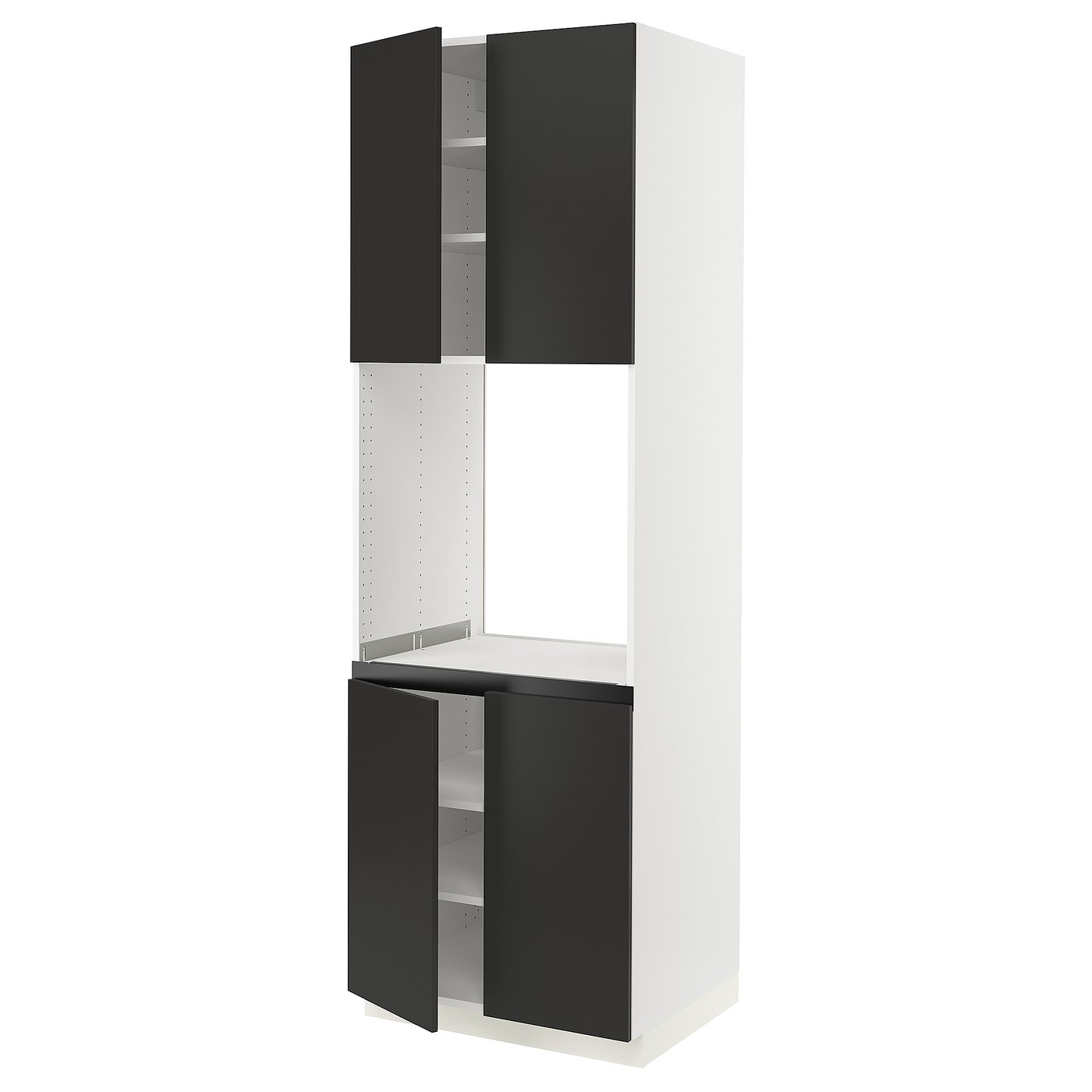 SEKTION high cabinet for oven w 4 doors, white/Nickebo matte