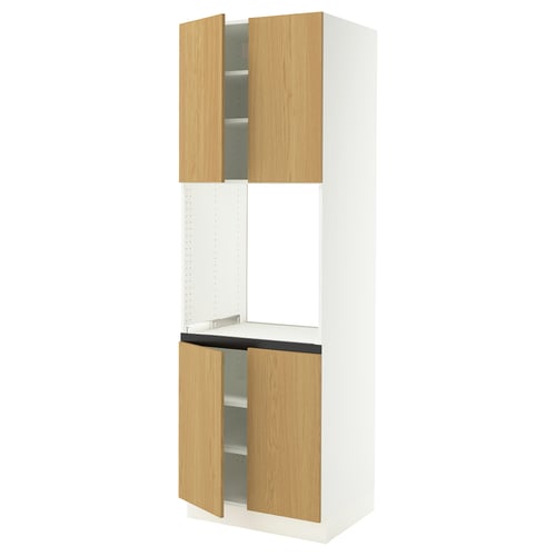 SEKTION: white kitchen unit with light wood doors, adjustable shelves, and integrated hinge dampers.