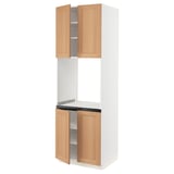 SEKTION High cabinet for oven w 4 doors, white/Vedhamn oak, 30x24x90 "