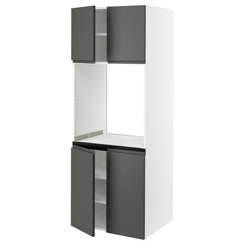 A SEKTION kitchen unit with dark grey voxtorp drawers and cabinets, featuring integrated handles and a modern design.