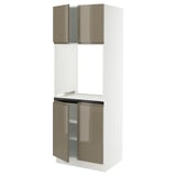SEKTION High cabinet for oven w 4 doors, white/Voxtorp high-gloss dark grey-brown, 30x24x80 "