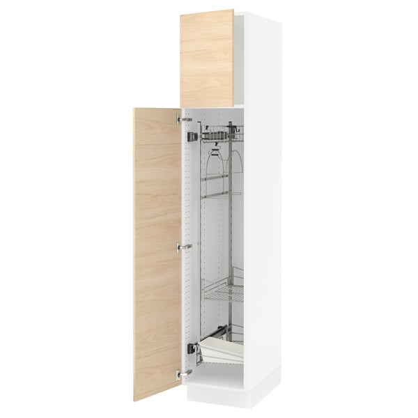 SEKTION High cabinet/pull-out int fittings, white/Askersund light ash effect, 15x24x80 "