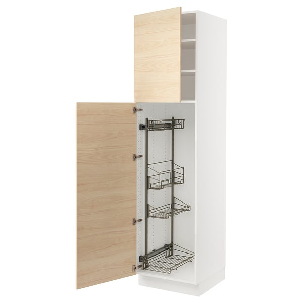 SEKTION High cabinet/pull-out int fittings, white/Askersund light ash effect, 24x24x90 "