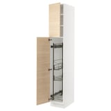 SEKTION High cabinet/pull-out int fittings, white/Askersund light ash effect, 15x24x90 "