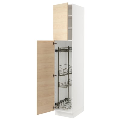 SEKTION High cabinet/pull-out int fittings, white/Askersund light ash effect, 18x24x90 "