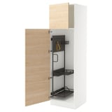 SEKTION High cabinet/pull-out int fittings, white/Askersund light ash effect, 24x24x80 "