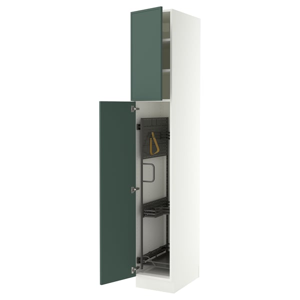 SEKTION High cabinet/pull-out int fittings, white/Aspudden dark gray-green, 15x24x90 "