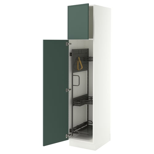 SEKTION High cabinet/pull-out int fittings, white/Aspudden dark gray-green, 18x24x80 "