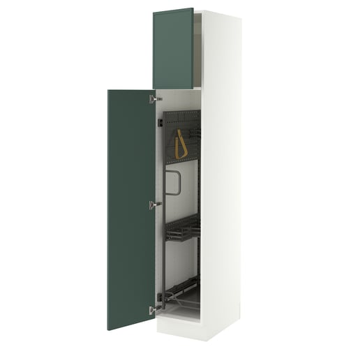 SEKTION High cabinet/pull-out int fittings, white/Aspudden dark gray-green, 15x24x80 "