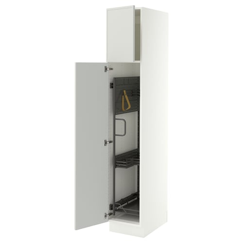 SEKTION High cabinet/pull-out int fittings, white/Aspudden light gray, 15x24x80 "