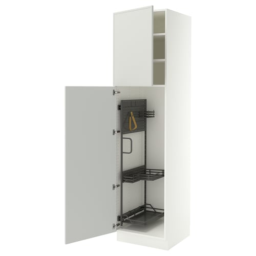 SEKTION High cabinet/pull-out int fittings, white/Aspudden light gray, 24x24x90 "