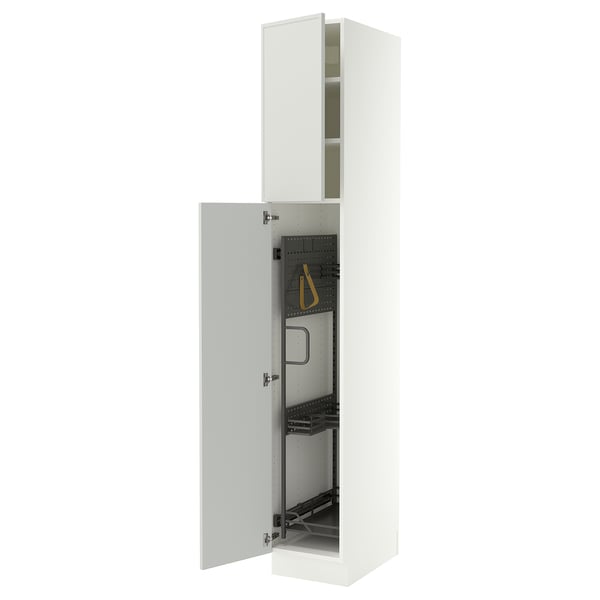 SEKTION High cabinet/pull-out int fittings, white/Aspudden light gray, 15x24x90 "