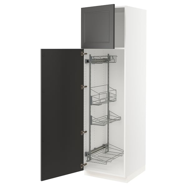 SEKTION High cabinet/pull-out int fittings, white/Axstad dark gray, 24x24x80 "