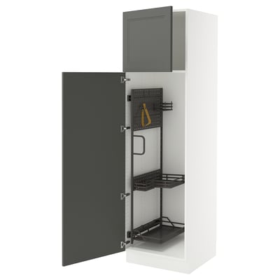 SEKTION High cabinet/pull-out int fittings, white/Axstad dark gray, 24x24x80 "