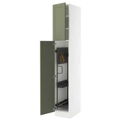 SEKTION High cabinet/pull-out int fittings, white/Axstad gray-green, 15x24x90 "