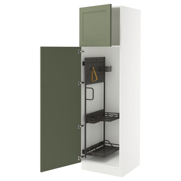 SEKTION High cabinet/pull-out int fittings, white/Axstad gray-green, 24x24x80 "