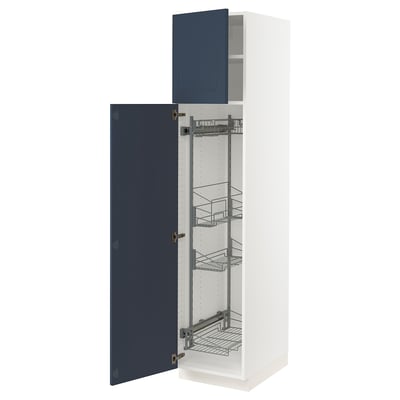 SEKTION High cabinet/pull-out int fittings, white Axstad/matte blue, 18x24x80 "