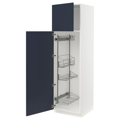 SEKTION High cabinet/pull-out int fittings, white Axstad/matte blue, 24x24x80 "
