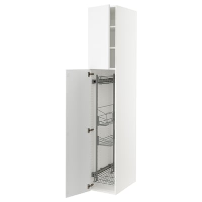 SEKTION High cabinet/pull-out int fittings, white/Axstad matte white, 15x24x90 "