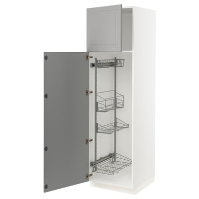 SEKTION High cabinet/pull-out int fittings, white/Bodbyn gray, 24x24x80 "