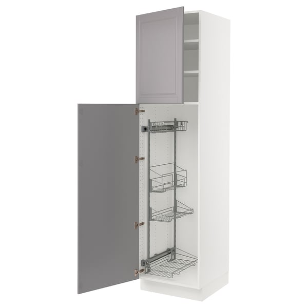 SEKTION High cabinet/pull-out int fittings, white/Bodbyn gray, 24x24x90 "