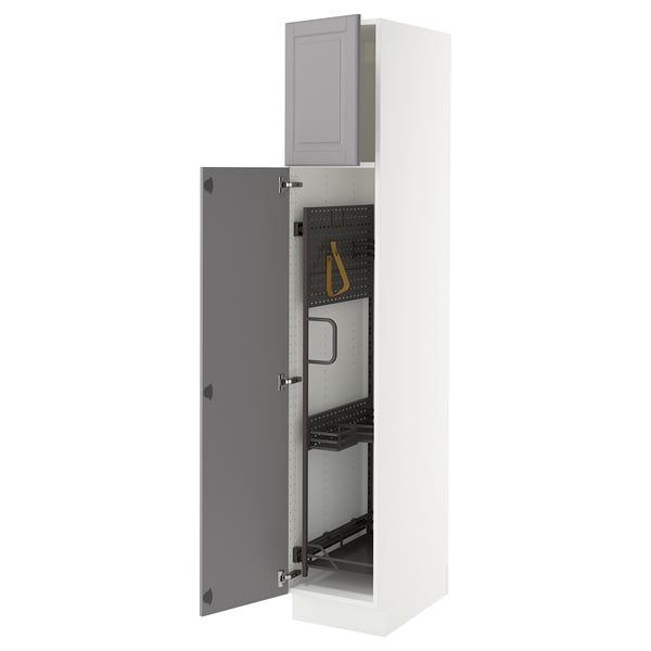 SEKTION High cabinet/pull-out int fittings, white/Bodbyn gray, 15x24x80 "