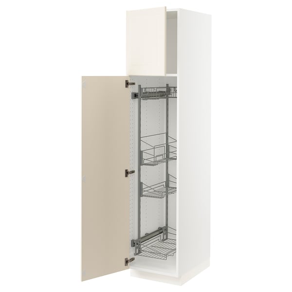 SEKTION High cabinet/pull-out int fittings, white/Bodbyn off-white, 18x24x80 "