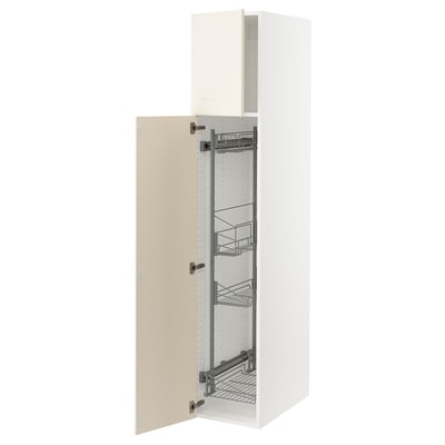 SEKTION High cabinet/pull-out int fittings, white/Bodbyn off-white, 15x24x80 "