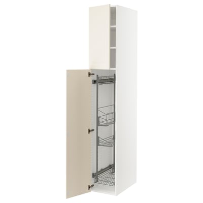 SEKTION High cabinet/pull-out int fittings, white/Bodbyn off-white, 15x24x90 "