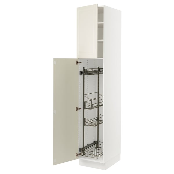 SEKTION High cabinet/pull-out int fittings, white/Bodbyn off-white, 18x24x90 "