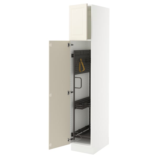 SEKTION High cabinet/pull-out int fittings, white/Bodbyn off-white, 15x24x80 "