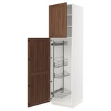 SEKTION High cabinet/pull-out int fittings, white Enköping/brown walnut effect, 24x24x90 "