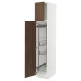 SEKTION High cabinet/pull-out int fittings, white Enköping/brown walnut effect, 15x24x80 "