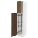 SEKTION High cabinet/pull-out int fittings, white Enköping/brown walnut effect, 18x24x90 "