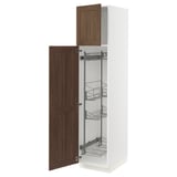 SEKTION High cabinet/pull-out int fittings, white Enköping/brown walnut effect, 18x24x80 "