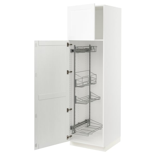 SEKTION High cabinet/pull-out int fittings, white Enköping/white wood effect, 24x24x80 "