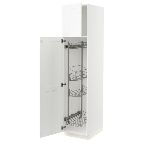 SEKTION High cabinet/pull-out int fittings, white Enköping/white wood effect, 18x24x80 "
