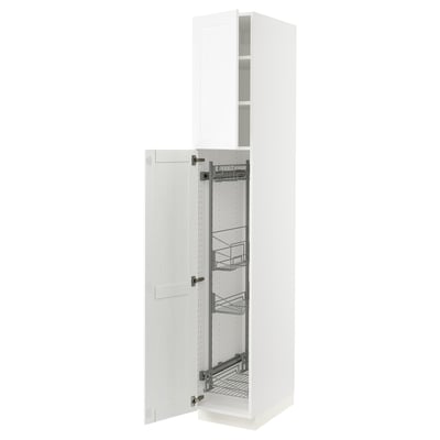 SEKTION High cabinet/pull-out int fittings, white Enköping/white wood effect, 15x24x90 "