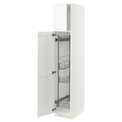 SEKTION High cabinet/pull-out int fittings, white Enköping/white wood effect, 15x24x80 "