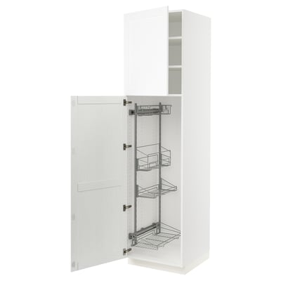 SEKTION High cabinet/pull-out int fittings, white Enköping/white wood effect, 24x24x90 "