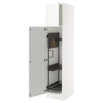 SEKTION High cabinet/pull-out int fittings, white Enköping/white wood effect, 18x24x80 "