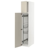 SEKTION High cabinet/pull-out int fittings, white/Havstorp beige, 15x24x80 "