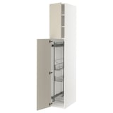 SEKTION High cabinet/pull-out int fittings, white/Havstorp beige, 15x24x90 "