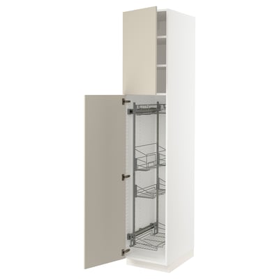 SEKTION High cabinet/pull-out int fittings, white/Havstorp beige, 18x24x90 "